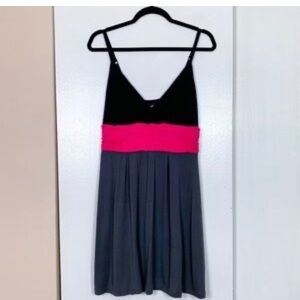 Express pink and black v neck mini dress